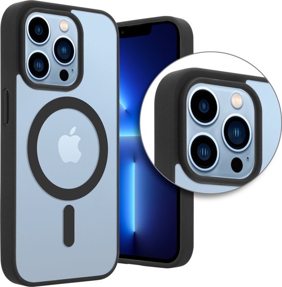 ShieldCase adapté pour Apple iPhone 13 Pro Coque magnétique bord coloré  transparent - noir