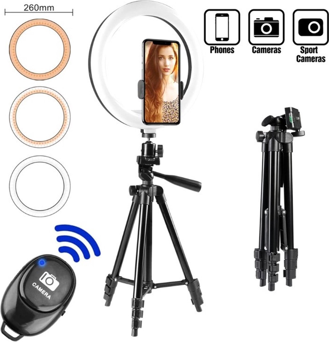 Ring Light avec Trépied,Selfie Anneau Lumineux,LED Anneau Lumière Réglable  avec télécommande pour Tiktok//Live Stream - Cdiscount Appareil Photo