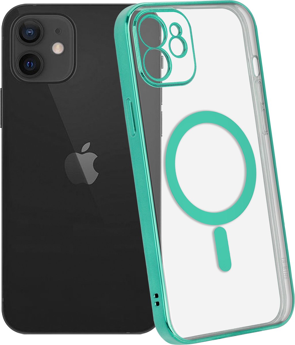 ShieldCase Hoesje geschikt voor Apple iPhone 12 / 12 Pro MagSafe - hoesje transparant Magneet metal coating - groen