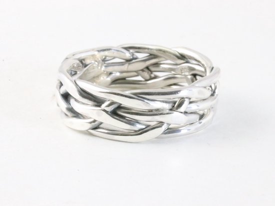 Zware gevlochten zilveren ring - maat 17