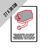 Pictogram/ bord | Camerabewaking Wetgeving maart 2007 | 27 x 36 cm | 4 talen | NL/ FR/ ENG/ DE | Législation sur la surveillance par caméra Mars 2007 | Wettelijk verplicht | CCTV | Nederlands | Engels | Frans | Duits | 1 stuk