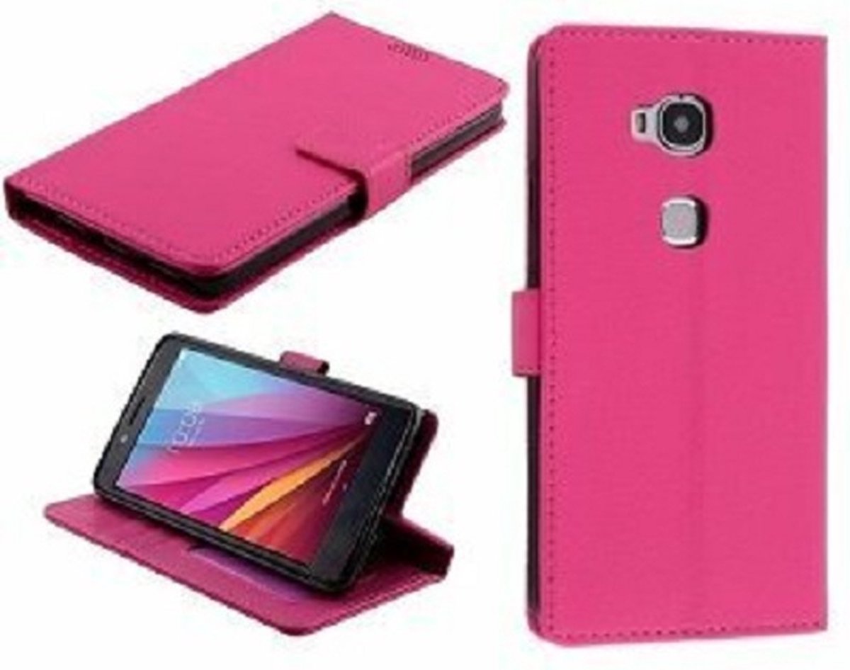 Huawei GR5 / Honor 5X Hoesje Met Pasjeshouder Bookcase Roze