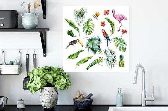 Poster Jungle - Motif - Animaux - Feuilles - Garçons - Filles - Kids - 50x50 cm - Poster Pépinière