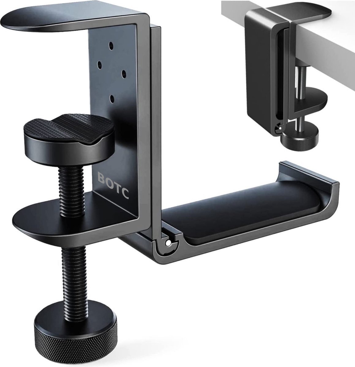 2 Supports Casque Bureau Réglables - Porte-Casque, Sac, Cartable - Alliage Aluminium Noir