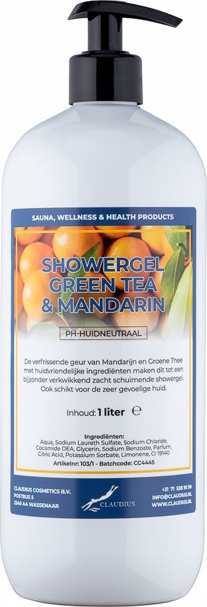 Goedkoopste Douchegel Green Tea & Mandarin 1 liter - met gratis pomp - Showergel