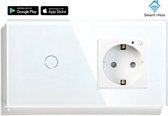 SmartinHuis – Slimme enkelpolige schakelaar + stopcontact (energiemonitoring) – Wit – Kristalglas – 1 lamp