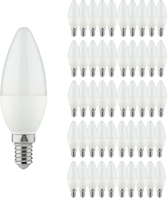 Set van 50 LED kaarslampen E14 - Mat - Voordeelverpakking - Warm wit - 4W (40W)