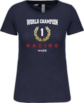 T-Shirt Femme Couronne Champion 2022 | Max Verstappen / Red Bull Racing / Fan de Formule 1 | Champion du monde | dames de la marine | taille XL