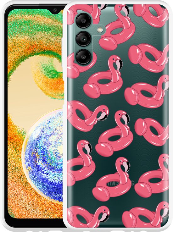 Samsung Inflatable Samsung Galaxy A04s Hoesje Inflatable Flamingos - Designed by Cazy | bol
