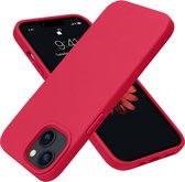 LuxeBass Siliconen hoesje geschikt voor Apple iPhone 14 Plus - Rood - telefoonhoes - gsm hoes - gsm hoesjes