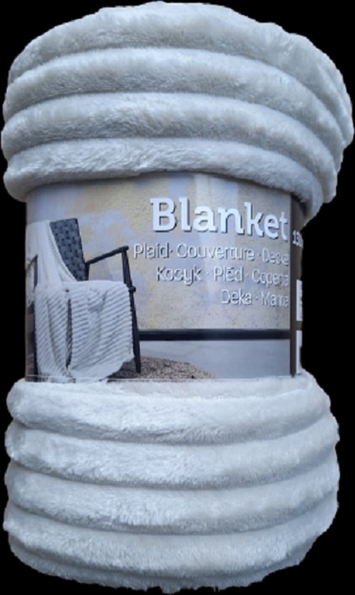 Fleece plaid wit 130x150 cm - lekker warm en zacht rib motief deken kleed