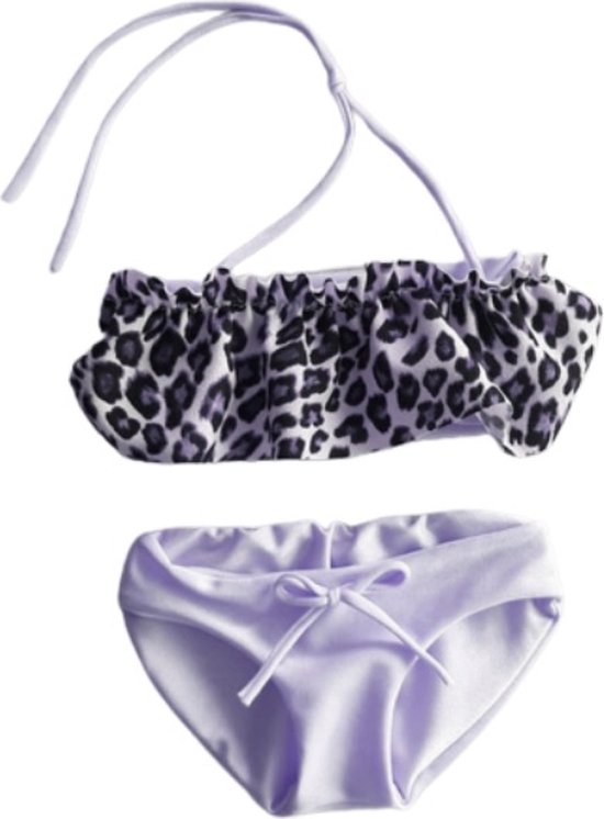 Maat 146 Bikini zwemkleding Wit met panterprint badkleding baby en kind dierenprint zwem kleding leopard tijgerprint