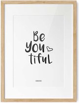 Fabrikten Poster - Tekst - Be You tiful - Zwart/Wit - A3