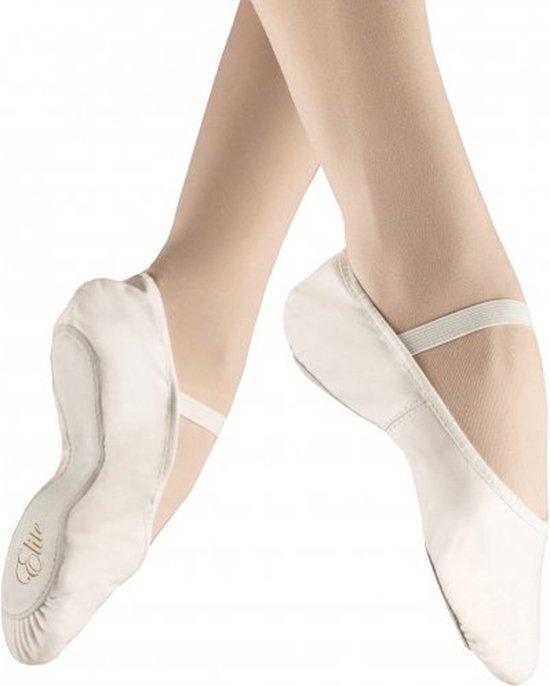 Dancer Dancewear® Balletschoenen meisjes “Elite“ | Wit | Professionele leren balletschoen | Met hele suède zool | Ballet schoen met doorlopende zool | Maat 32