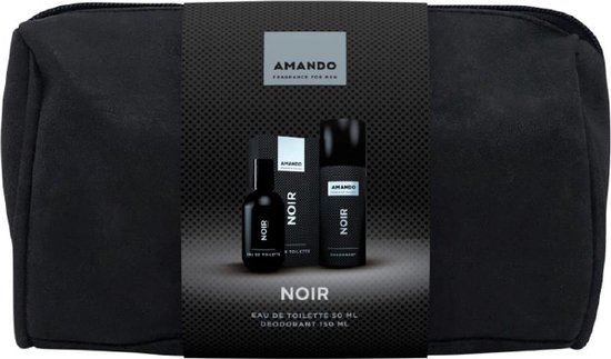 Amando Noir Geschenkset - Eau de Toilette & Bodyspray in leren toilettas