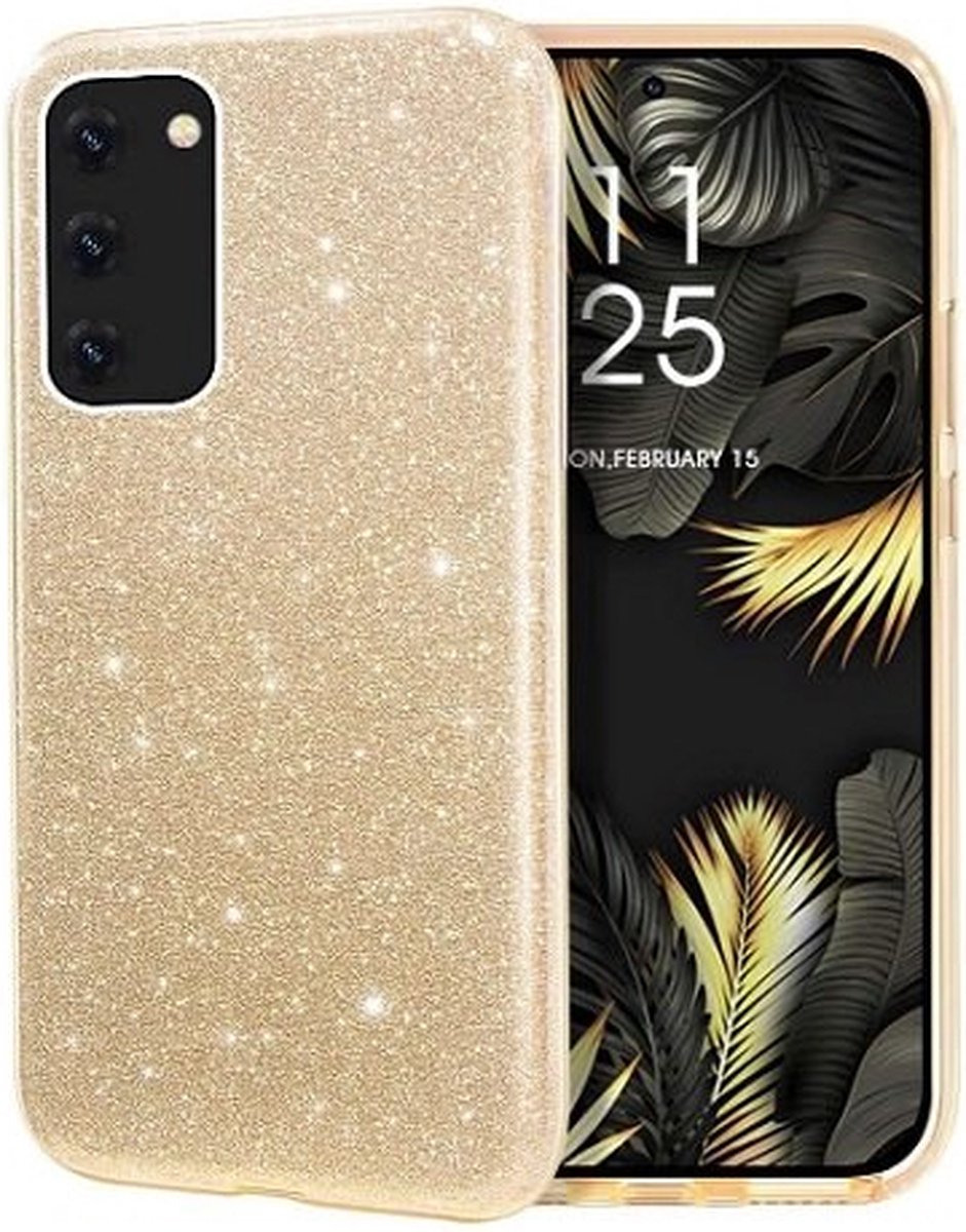 Samsung S20 Plus Siliconen Glitter Hoesje Goud