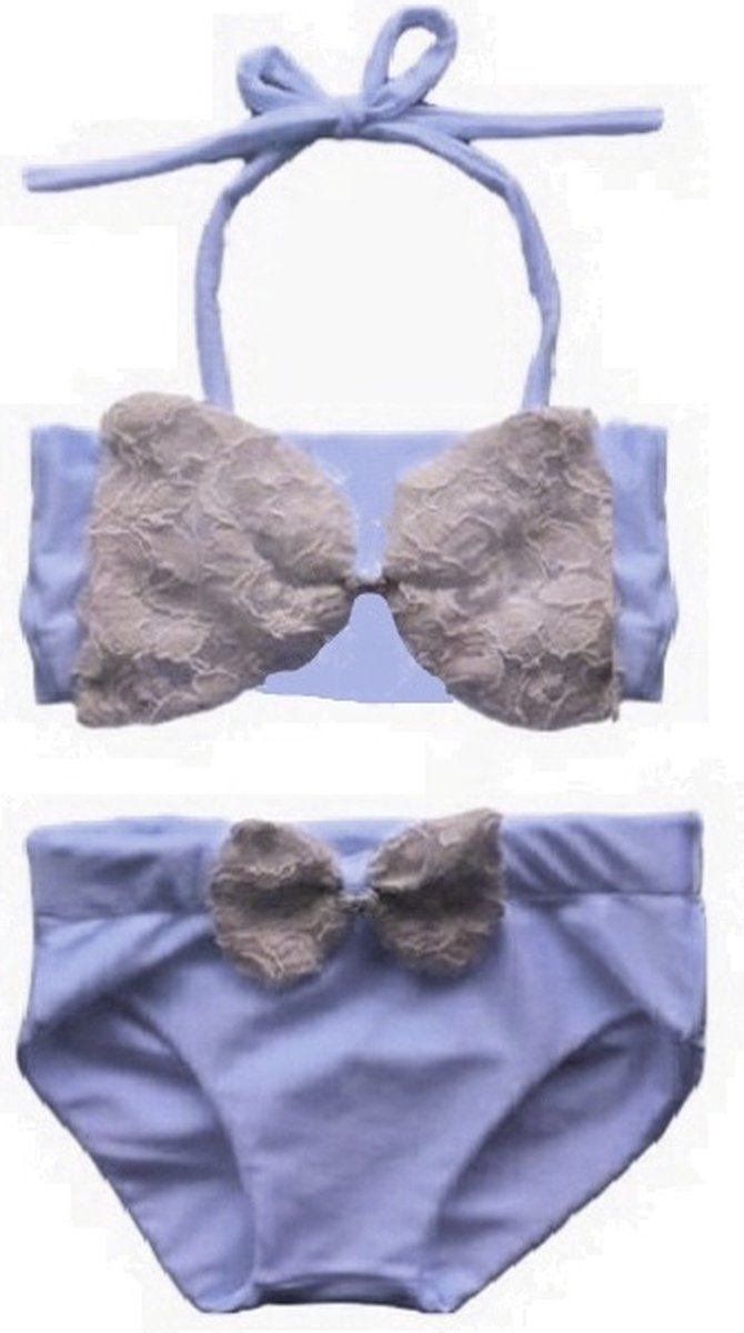 Maat 86 Bikini zwemkleding Wit met kant badkleding met strik voor baby en kind zwem kleding
