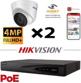 HIKVISION IP Camera Kit 2x Camera Lite Serie 5MP NVR 8xChannel POE- Harde Schijf 2Tb Naar Max 8x Camera