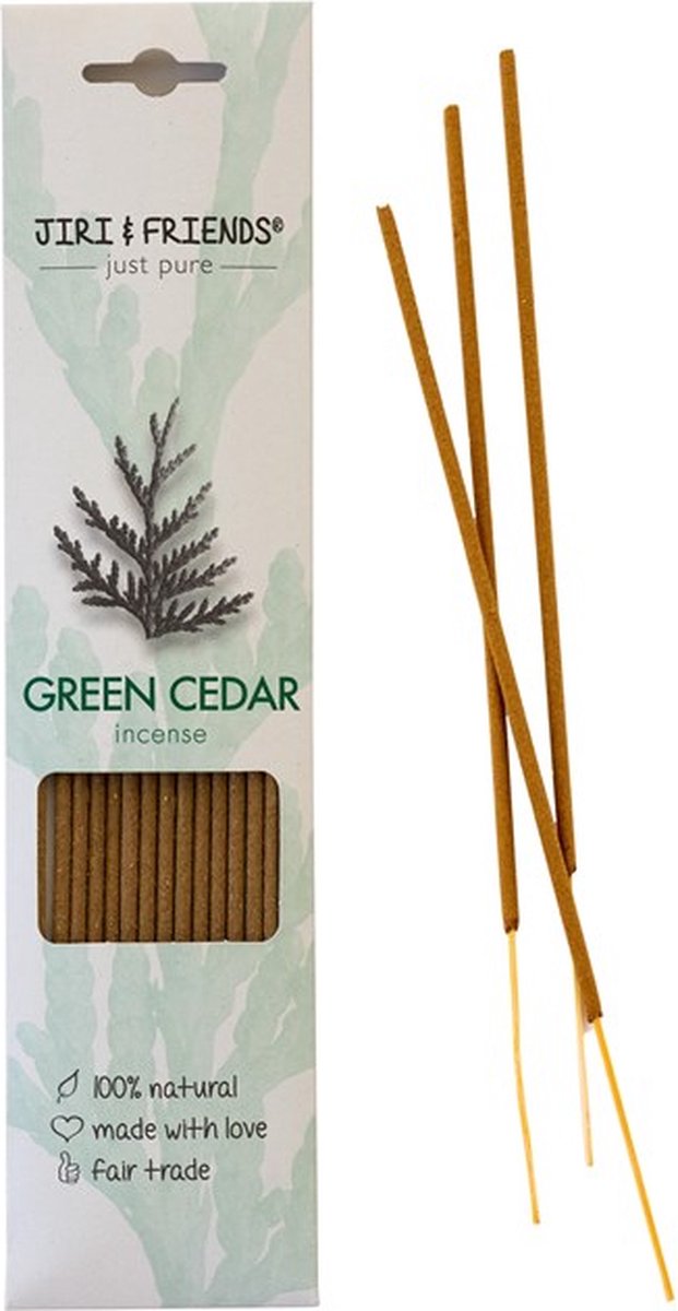 Wierook Green Cedar - Jiri and Friends wierook - Wierook stokjes - Wierook 100% natuurlijk - Wierook zonder houtskool - Wierook met etherische olie