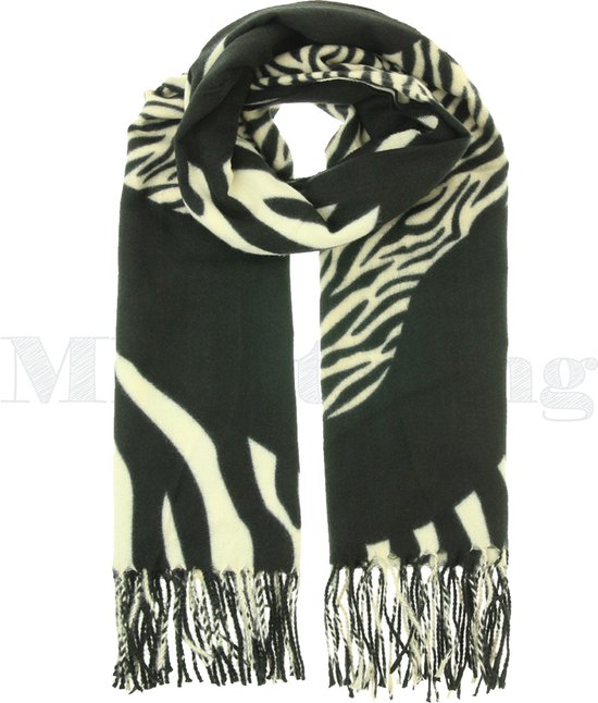 Sjaal viscose wol Zebra Softy - Zwart