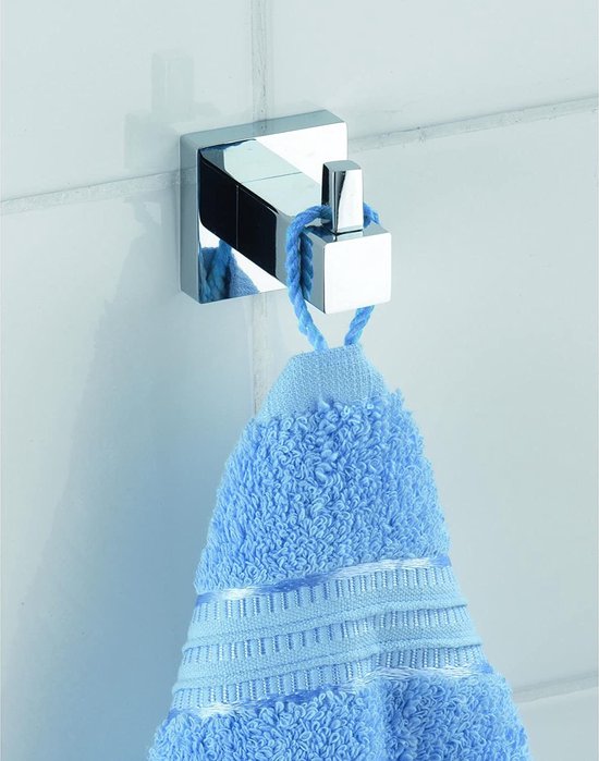 Wenko 17966100 wandhaken San Remo Uno Power-Loc - bevestigen zonder boren, chroom roestvrij, 5 x 5 x 5,5 cm