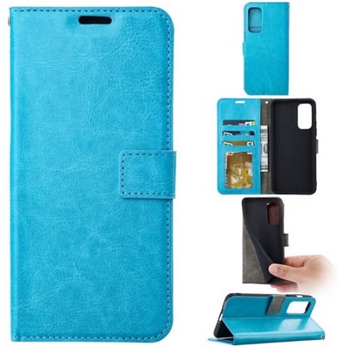 Motorola Edge 20 Pro Hoesje Met Pasjeshouder Bookcase Turquoise
