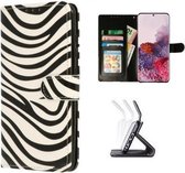 Samsung S20 Hoesje Met Pasjeshouder Bookcase Zebra
