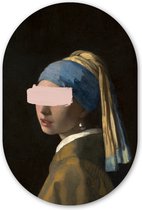 Muurovaal - Kunststof Wanddecoratie - Ovalen Schilderij - Meisje met de parel - Johannes Vermeer - Pastel - 40x60 cm - Ovale spiegel vorm op kunststof