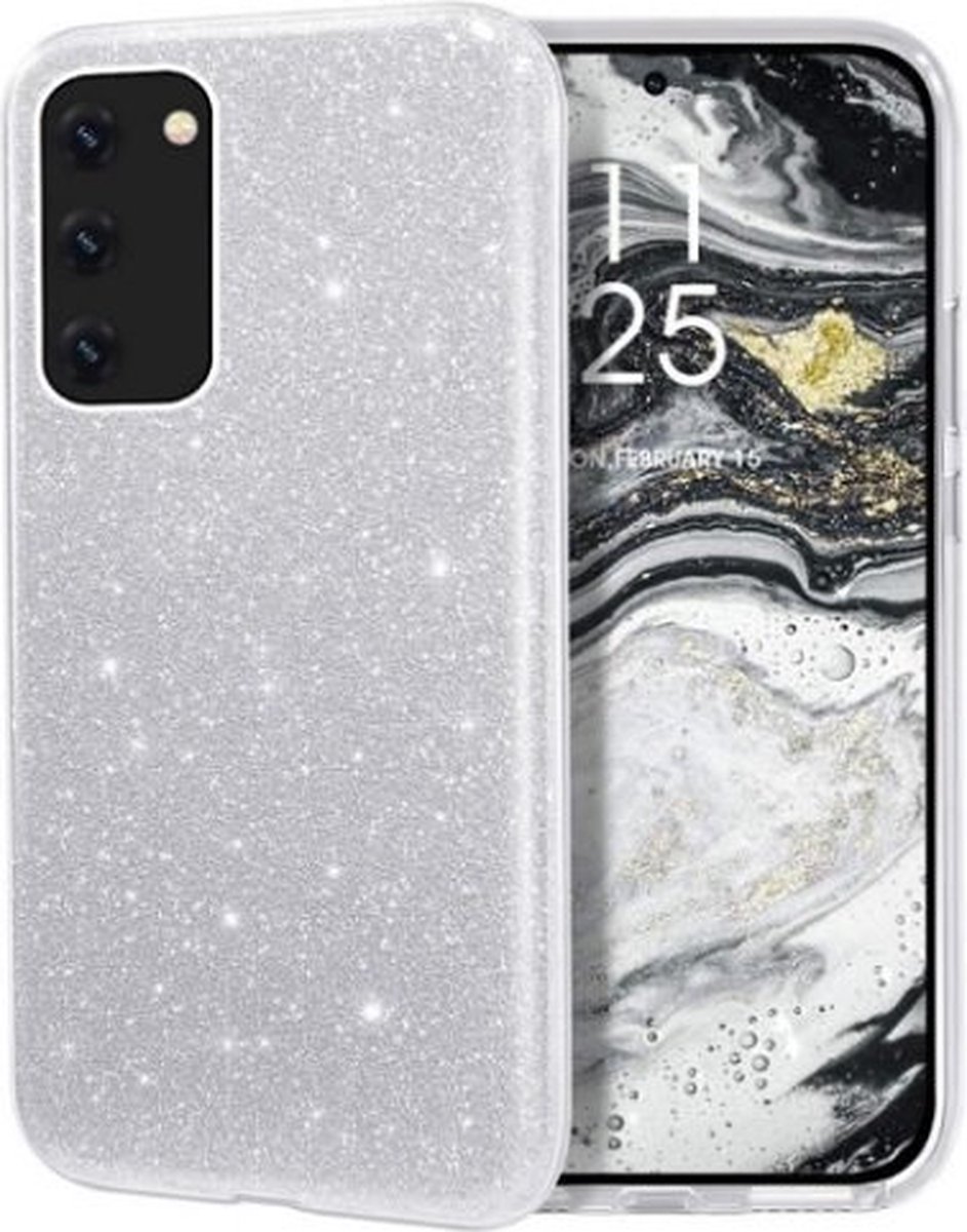 Samsung A72 Siliconen Glitter Hoesje Zilver
