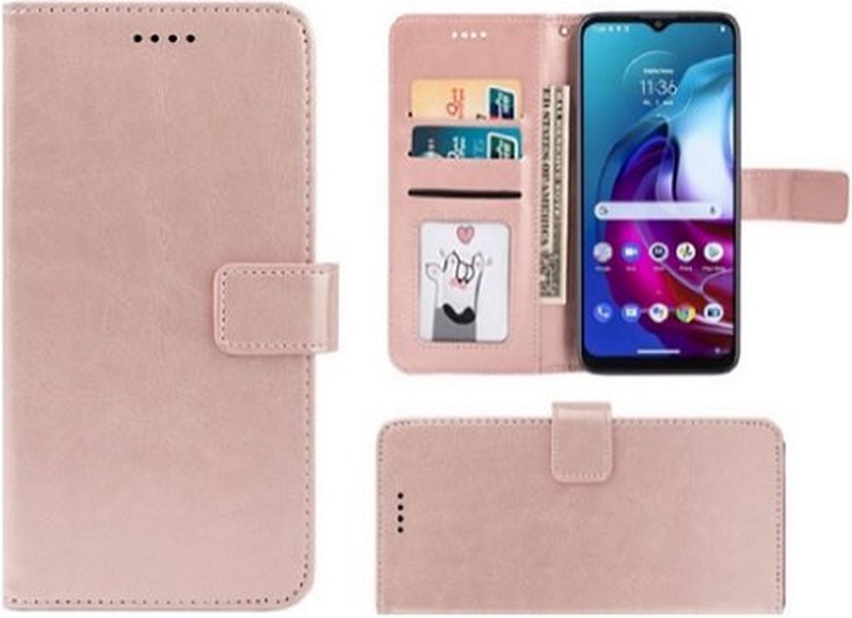 Motorola Moto G30 Hoesje Met Pasjeshouder Bookcase Rose Goud