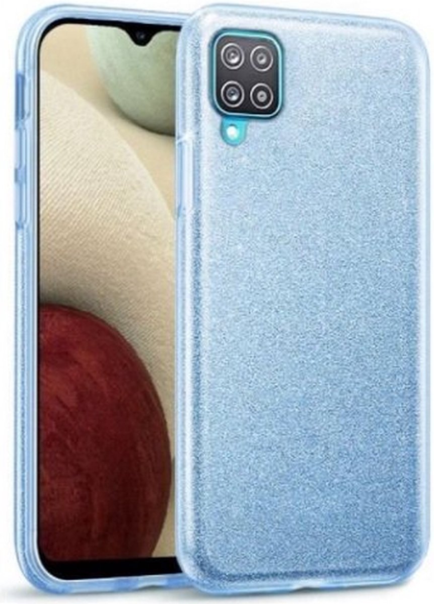 Samsung A42 Siliconen Glitter Hoesje Blauw