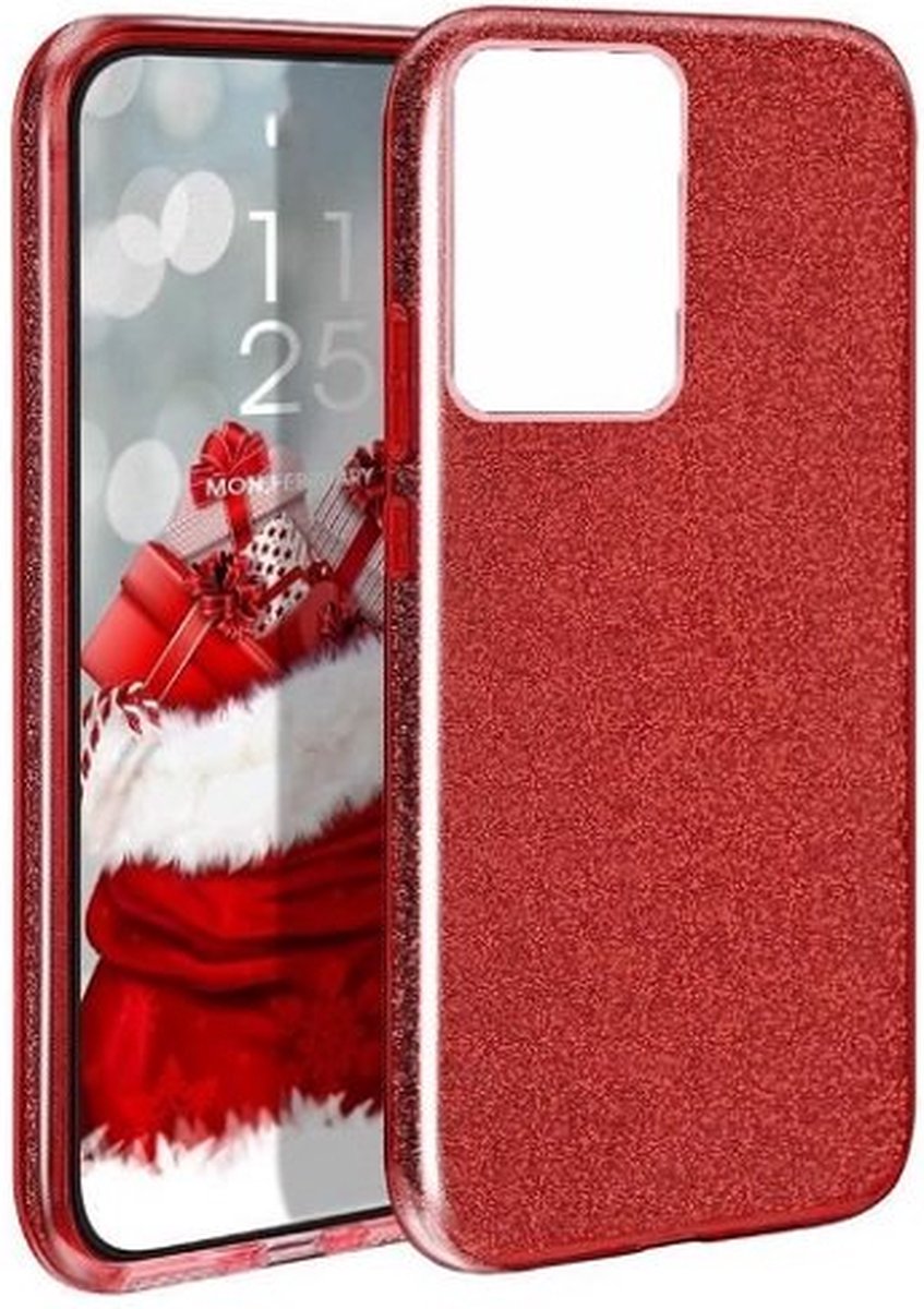 Huawei P40 Siliconen Glitter Hoesje Rood