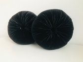 Gustiana® Set van 2 Luxe VELOURS sierkussens - ø 30 cm - rond - Zwart