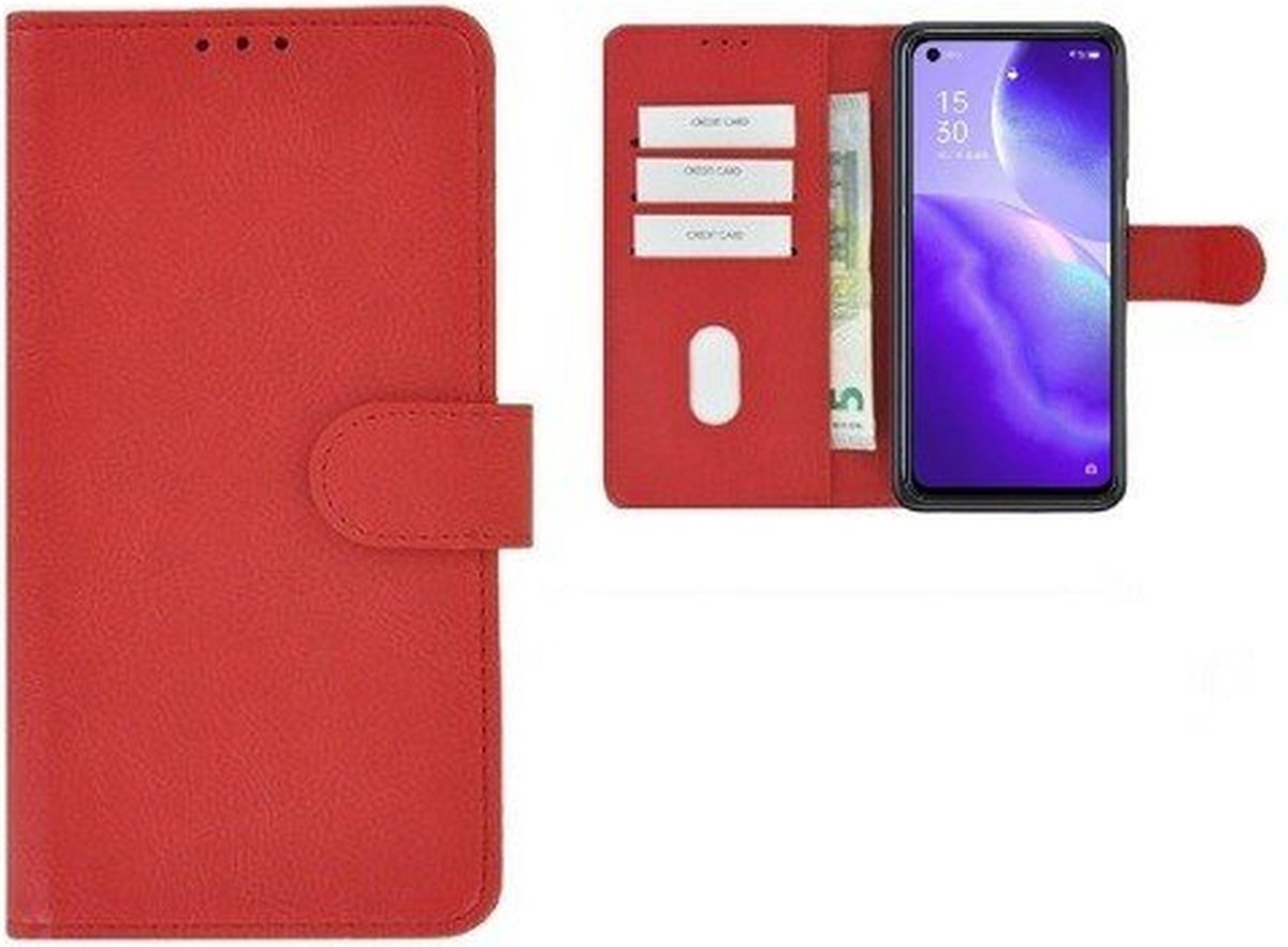 Oppo Reno5 5G Hoesje Met Pasjeshouder Bookcase Rood