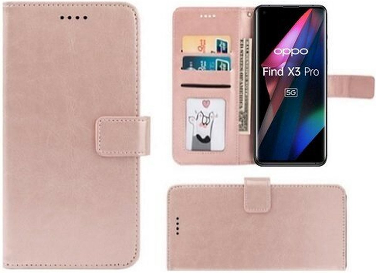 Oppo X3 Pro Hoesje Met Pasjeshouder Bookcase Rose Goud