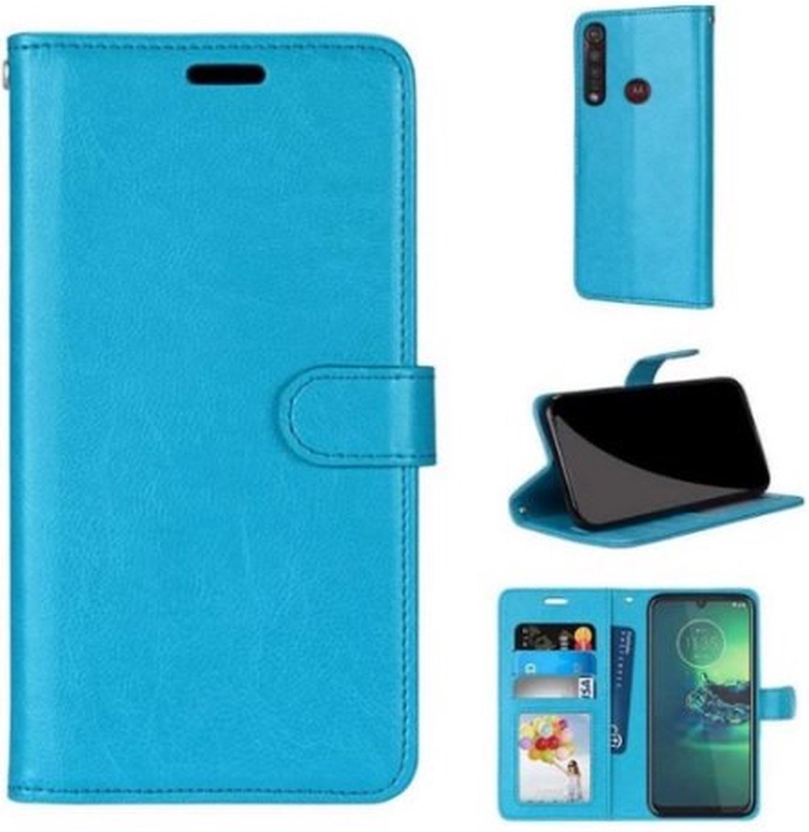 Motorola G8 Power Lite Hoesje Met Pasjeshouder Bookcase Turquoise