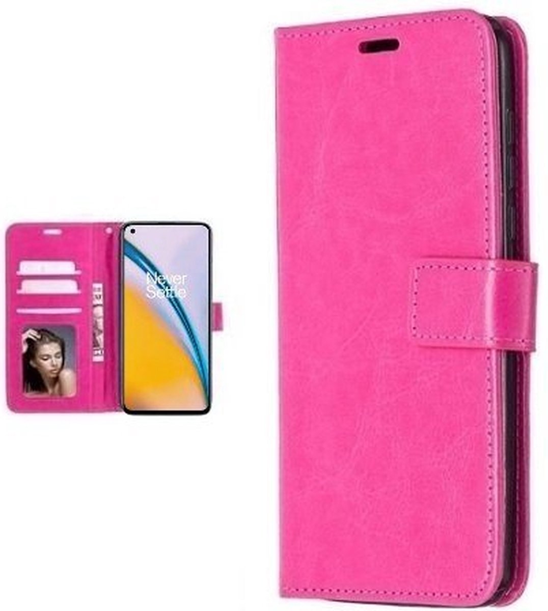 OnePlus Nord 2 Hoesje Met Pasjeshouder Bookcase Roze