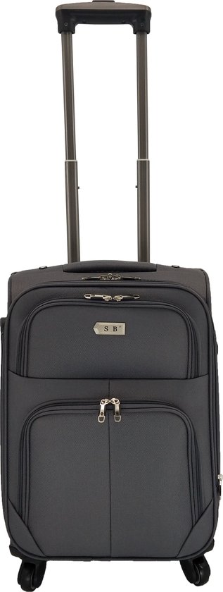 SB Travelbags Handbagage stoffen koffer 55cm 4 wielen trolley - Grijs |  bol.com