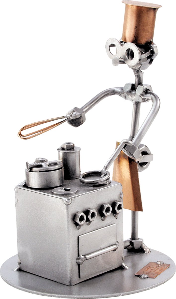 Metalen Beeldje Chef-Kok Cadeaubeeldje Moermannetje Kok Verjaardag Jubileum Cadeau Relatiegeschenk