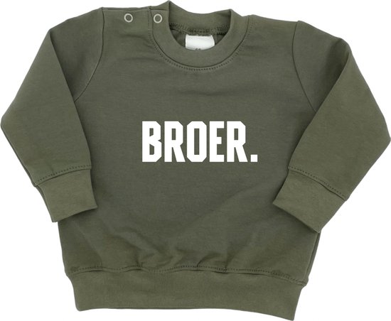 Sweater voor kind - BROER. - Groen - Maat 98 - Big Brother - Ik word grote broer - Familie uitbreiding - Boy - Zwangerschapsaankondiging - Zwanger - Pregnant - Pregnancy announcement