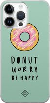 Casimoda® hoesje - Geschikt voor iPhone 14 Pro Max - Donut Worry - Siliconen/TPU telefoonhoesje - Backcover - Snoep - Mint