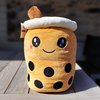 foto van Bubble Tea Knuffel - Bubble Tea Kussen - Kawaii Knuffel - Bubble Tea - Boba - Blij - 35cm - Bruin