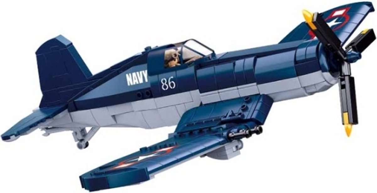 Sluban Army WWII F4U Fighter vliegtuig bouwspeelgoed - Constructiespeelgoed modelbouw - bouwdoos met 550 bouwstenen - M38-B1109 vanaf 8 jaar