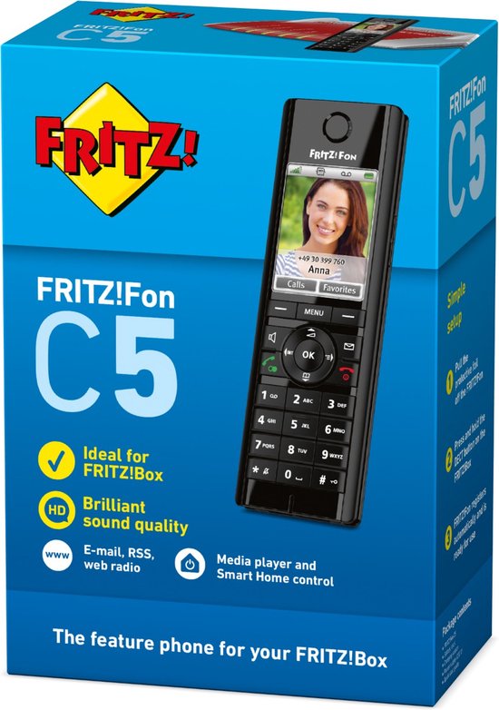 FRITZ!Fon C5 International Téléphone DECT Identification de l'appelant Noir  | bol.com