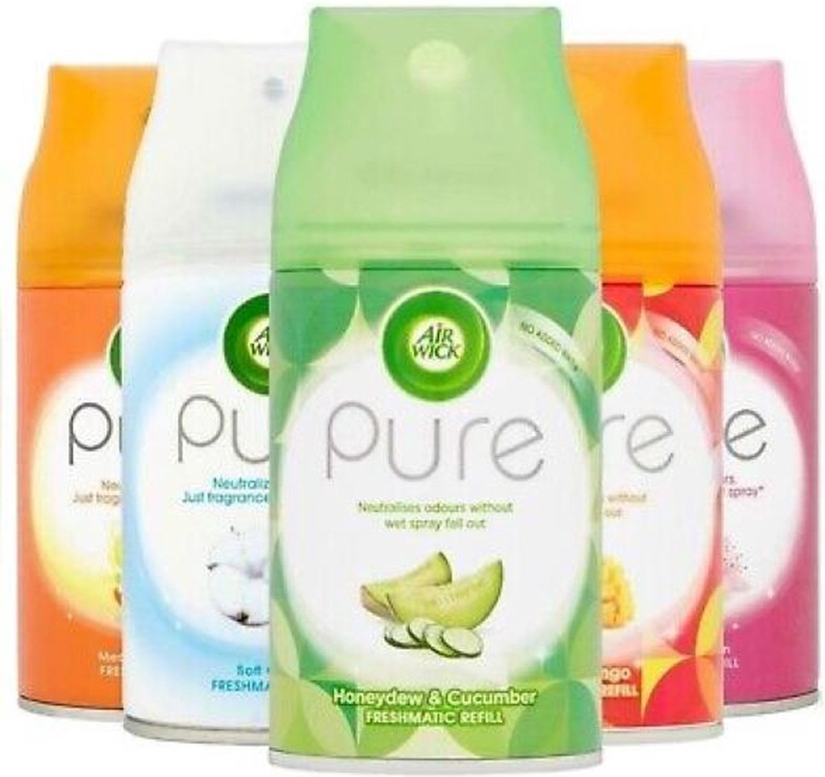 AirWick Freshmatic Pure Mix Pakket -  Citrus / Pure Cotton / Pure Honeydew & Cucumber / Mango Splash / Pure Kersenbloem - Air Wick