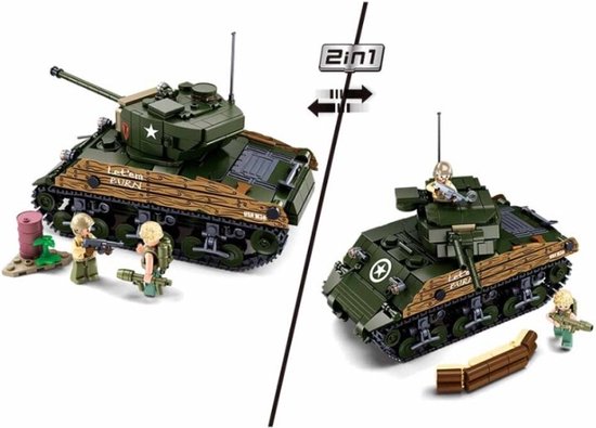 Sluban - WWII M4A3 - medium tank - M38-B1110 - bouwsteentjes