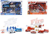 Speelgoed voertuigen set - Brandweer en politie - combi pack - set van 28 stuks auto's + figuren