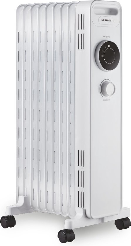 Kumtel Olieradiator - Elektrisch - Thermostaat - Tot 2500W - 3 Standen - Antivriessysteem - 13 Vinnen - Wit