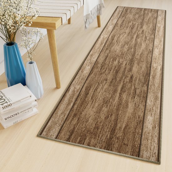 Tapiso Anti Slip Rubber Mat Beige Brown Corridor Rubber Mat Carpet Size- 100x500