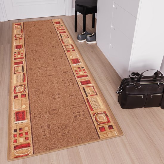 Tapiso Tapis en Caoutchouc Antidérapant Tapis en Caoutchouc Couloir Beige Taille de Tapis - 100x1450